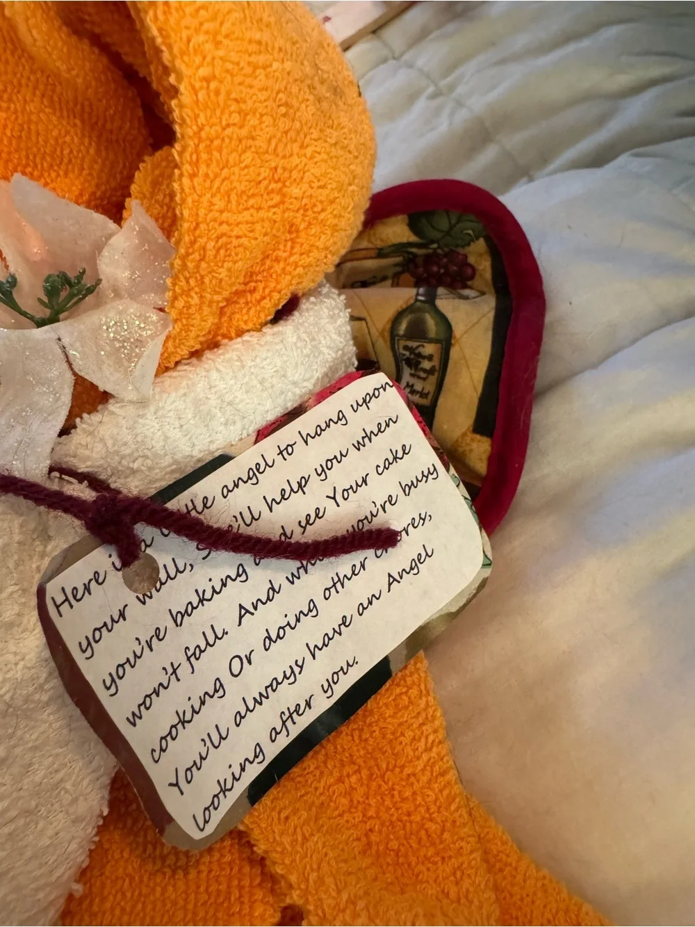Hand Towel Dress with White Bow and Flower Accent - Orange
